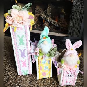 Handcrafted decorative wooden blocks/centerpieces.